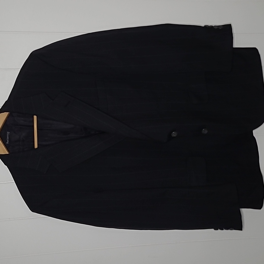 Burberry Blazer Jacket Mens 42 Wool Black Striped Vintage
